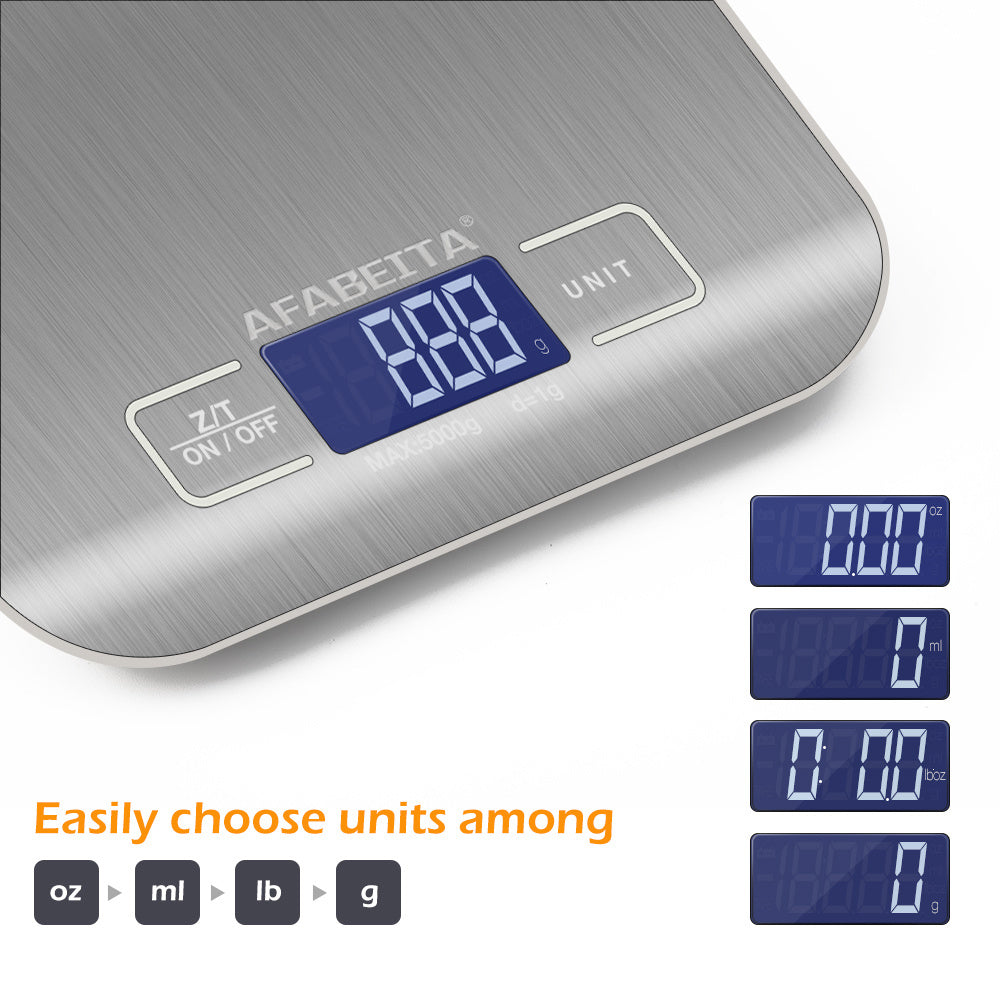 Digital Kitchen Scale – 5KG/11lb Electronic Food Scale with LCD Display & Stainless Steel Platform