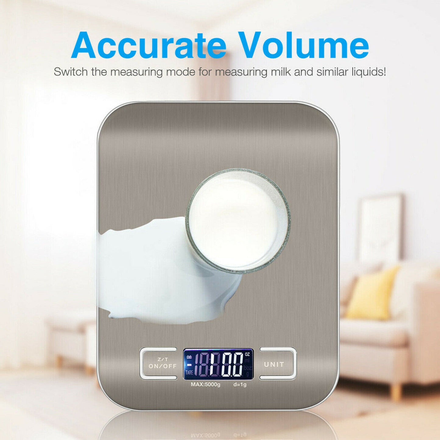 Digital Kitchen Scale – 5KG/11lb Electronic Food Scale with LCD Display & Stainless Steel Platform