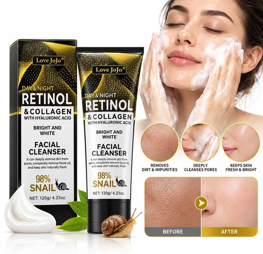 CSSV FILE Retinol Collagen Facial Cleanser in a white bottle with a pump, featuring a sleek label and clear cap.