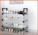 CSSV FILE multi-tier shoe organizer with multiple shelves for efficient shoe storage and organization.