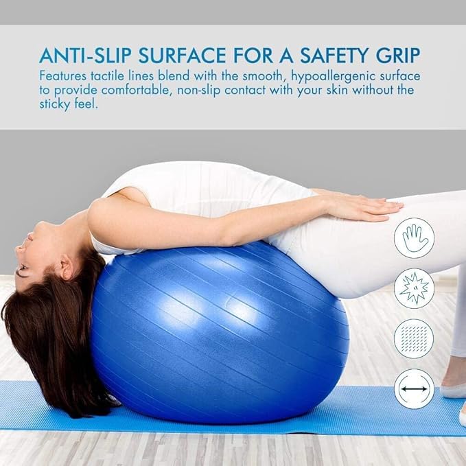CSSV FILE Lordex gym ball for fitness, large blue exercise ball for core workouts and stability training.