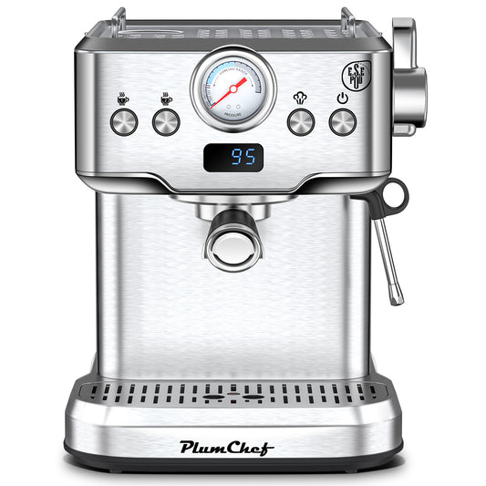 20 Bar Professional Espresso Machine With Milk Frother, Single & Double Shot, ESE Pod Compatible, Visual Display Of Pressure, Removable Water Tank For Cappuccino, Latte,  Machiato For Home Barista