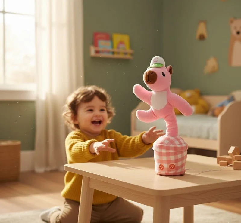 Rechargeable plush toy by CSSV FILE featuring soft, cuddly fabric and a built-in rechargeable battery for interactive play.