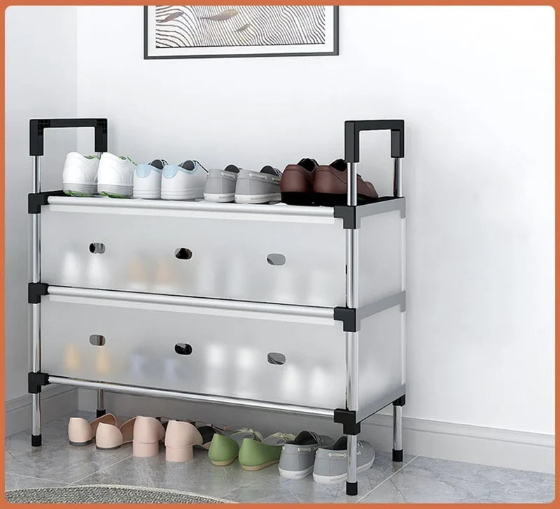 CSSV FILE multi-tier shoe organizer with multiple shelves for efficient shoe storage and organization.
