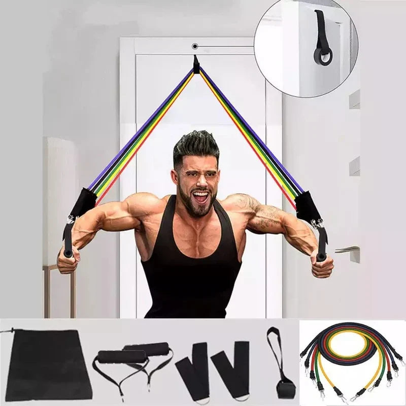 CSSV FILE bodybuilding resistance bands set with multiple colorful elastic bands for strength training and fitness workouts
