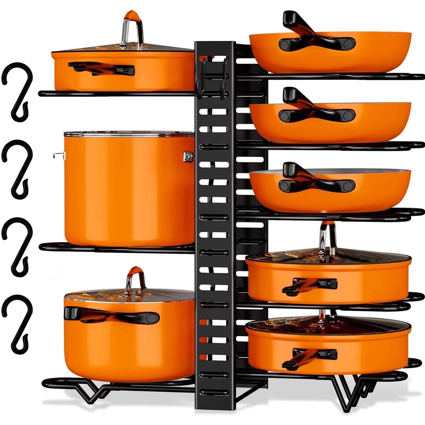 Pot Organizer Rack 8 Tiers Pots And Pans Organizer, Pot Lid Organizer For Kitchen Cabinet Cookware Organizers And Storage,
