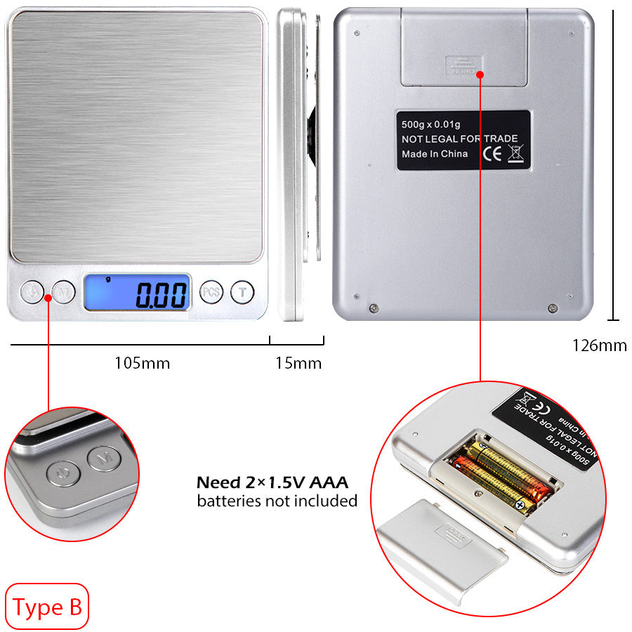 Digital Kitchen Scale – 5KG/11lb Electronic Food Scale with LCD Display & Stainless Steel Platform