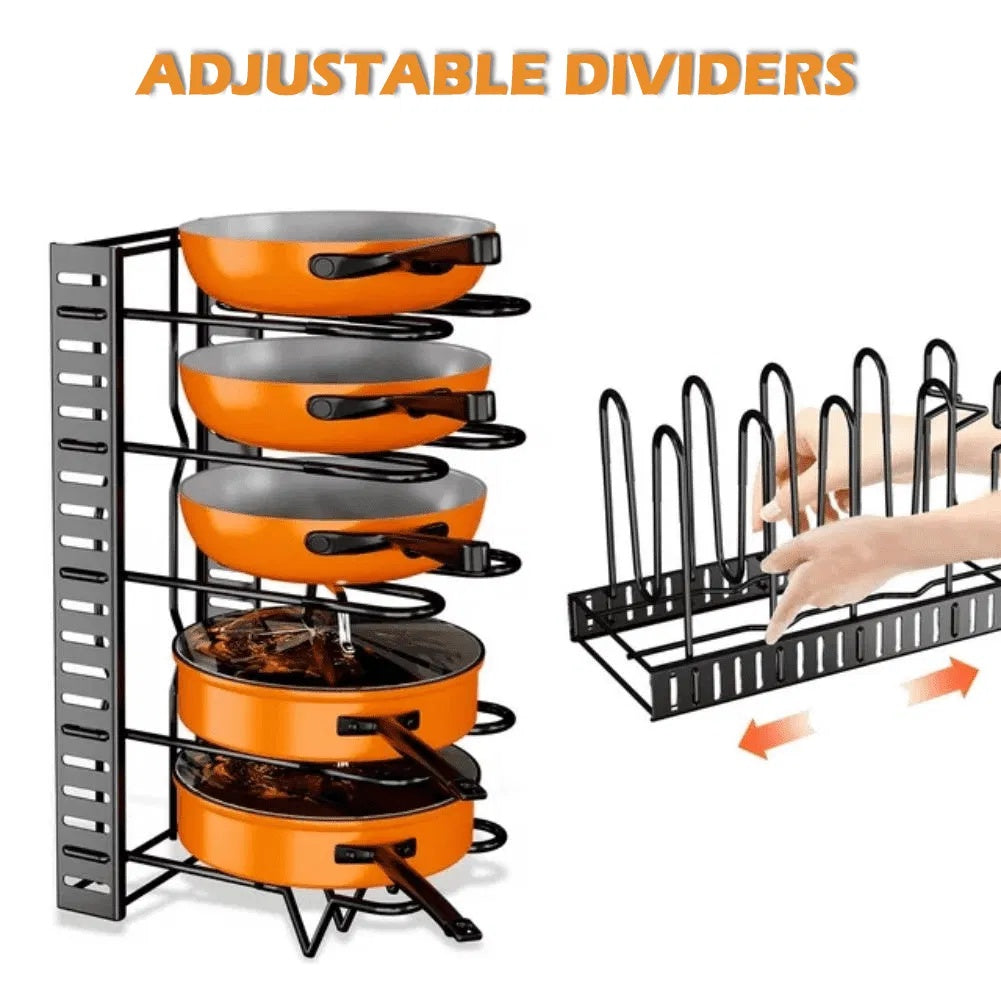 Pot Organizer Rack 8 Tiers Pots And Pans Organizer, Pot Lid Organizer For Kitchen Cabinet Cookware Organizers And Storage,