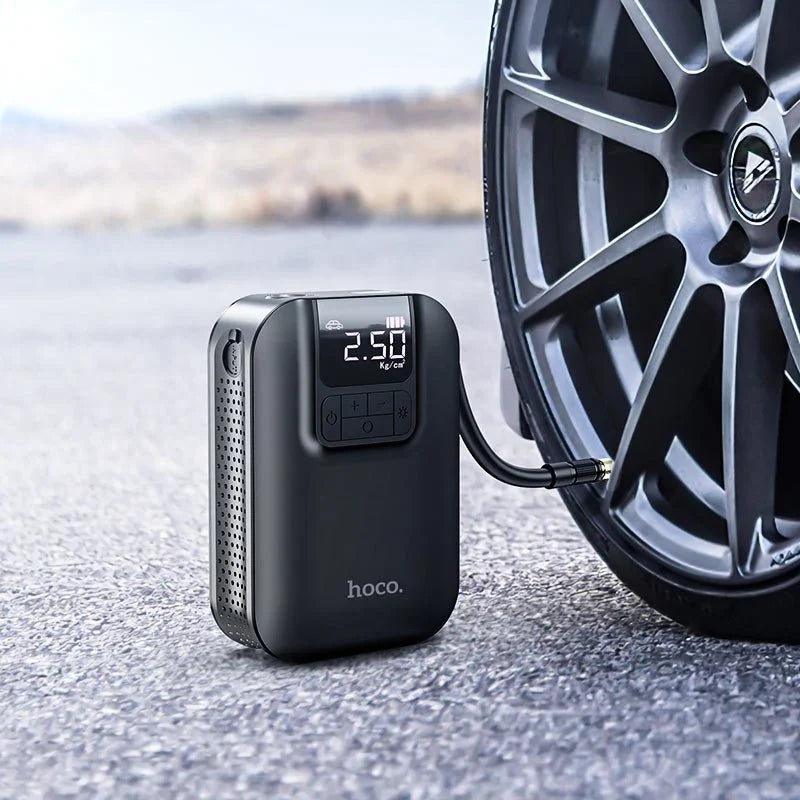 Hoco portable smart air pump S53 by CSSV FILE, compact device for inflating tires, sports balls, and inflatable items.