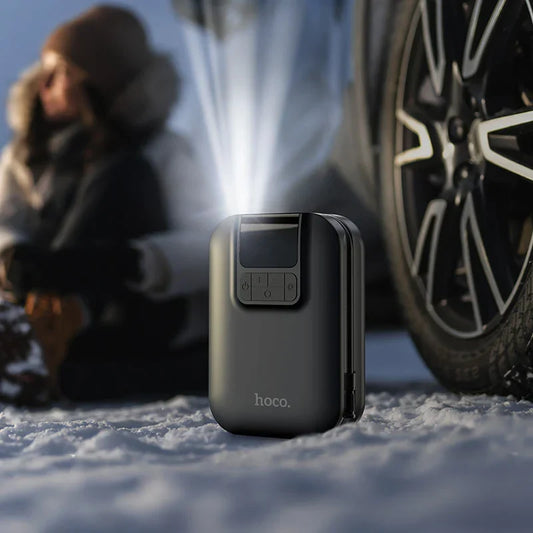 Hoco Portable Smart Air Pump S53 by CSSV FILE, compact device with digital display for inflating tires and inflatables.