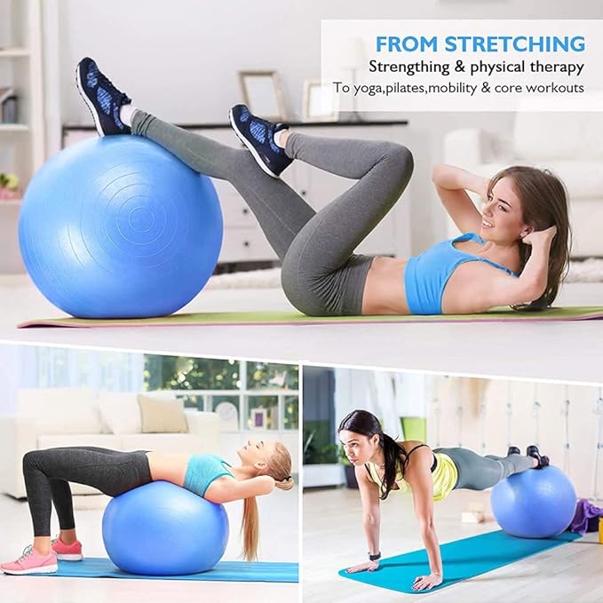 CSSV FILE Lordex gym ball for fitness, inflatable exercise ball in blue, used for core workouts and stability training.