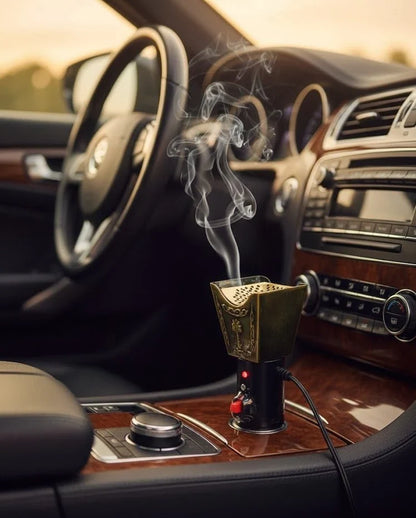 Portable CSSV FILE electric car incense burner with sleek design, compact for easy use and fragrance diffusion in vehicles.