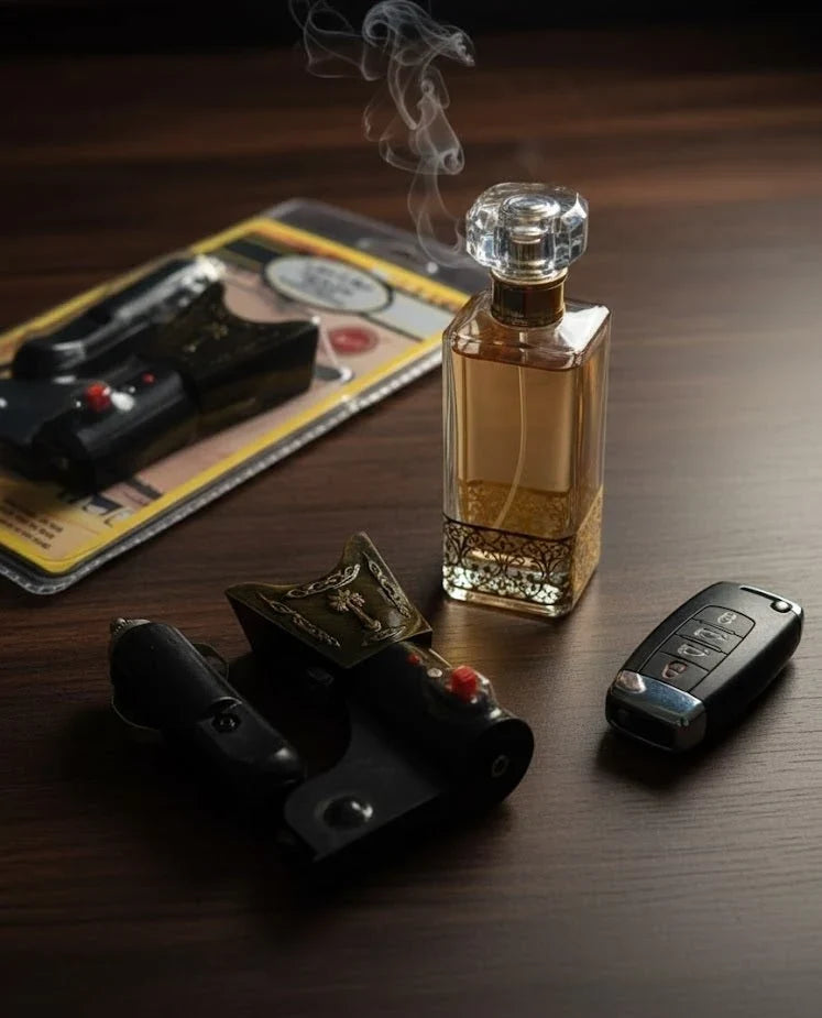 Portable CSSV FILE car electric incense burner with sleek design, ideal for in-car aromatherapy and freshening air.