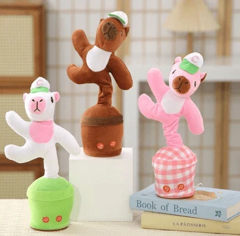 Soft rechargeable plush toy by CSSV FILE, showing colorful fabric and adorable design perfect for cuddling.